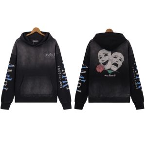Amiri Black Mask Rose Graphic Pullover Hoodie