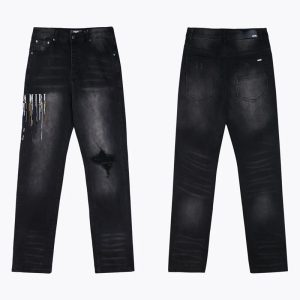 Amiri Black Distressed Skinny Jeans With Paint Drip
