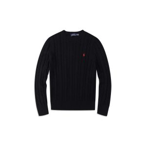 Ralph Lauren Men’s Black Cable Knit Crewneck Sweater