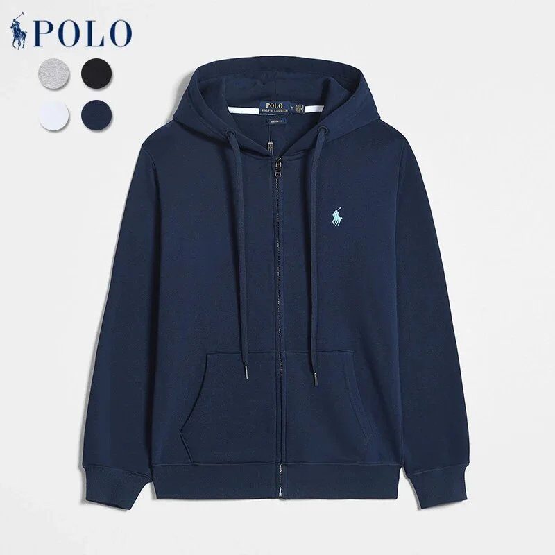 Ralph Lauren Men's Navy Full Zip Logo Fleece Hoodie Jacket - Buy at OopBuy