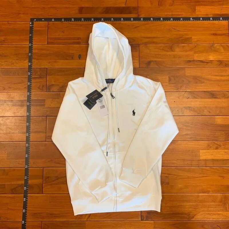 Ralph Lauren White Full Zip Hoodie with Pony Logo - Buy at OopBuy