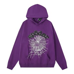 Sp5der Purple Spider Web Pullover Hoodie