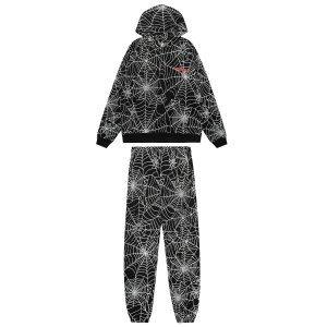 Sp5der Black Spiderweb Hoodie Jogger Set
