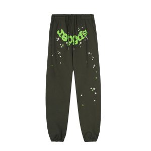Sp5der Black Green Logo Jogger Pants Streetwear