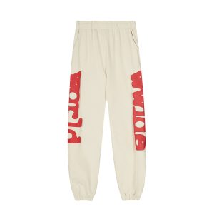 Sp5der Beige Red Logo Jogger Pants Streetwear