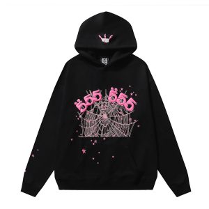 Sp5der Pink Web Graphic Pullover Hoodie