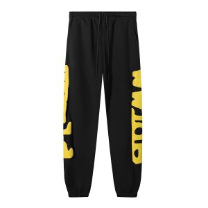 Sp5der Black Yellow Graphic Jogger Pants