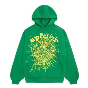 Sp5der Green Spider Web Graphic Pullover Hoodie