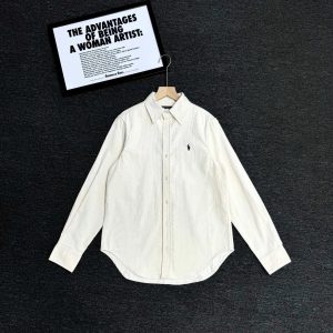 Ralph Lauren Men’s White Striped Oxford Button Down Shirt