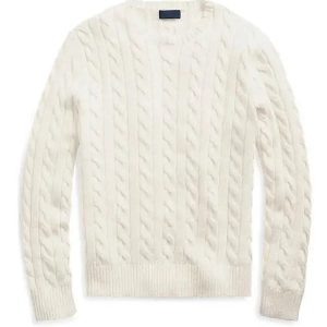 Ralph Lauren Men’s Ivory Cable Knit Crewneck Sweater