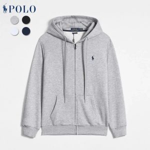 Polo Ralph Lauren Men’s Grey Full-Zip Fleece Hoodie