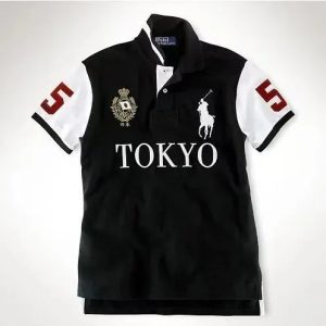 Ralph Lauren Tokyo 5 Black White Short Sleeve Polo Shirt