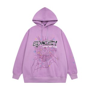 Sp5der Purple Graphic Spider Web Hoodie Unisex
