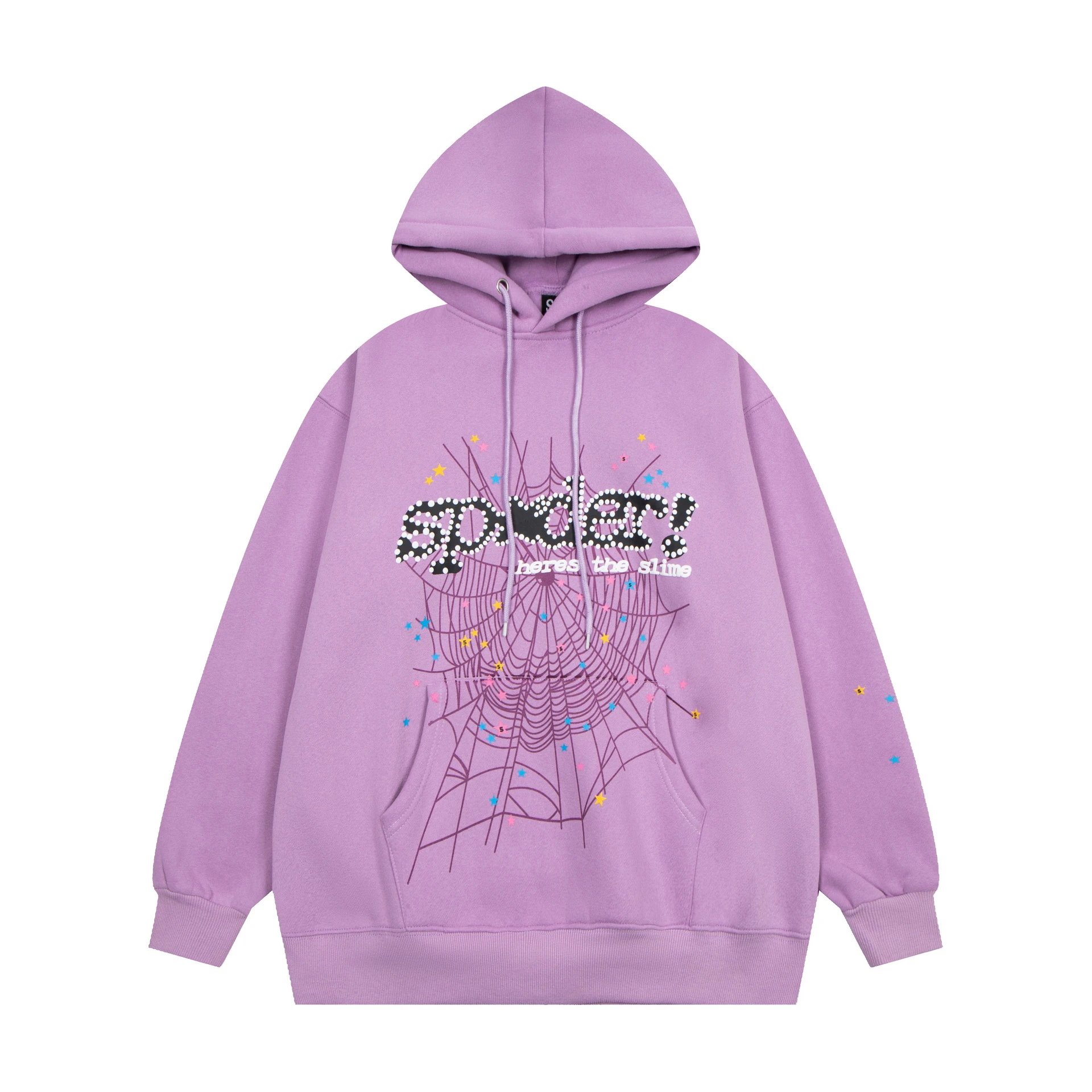 Sp5der Sp5der Purple Graphic Spider Web Hoodie Unisex - Buy at OopBuy