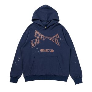 Sp5der Navy Graphic Pullover Hoodie Streetwear