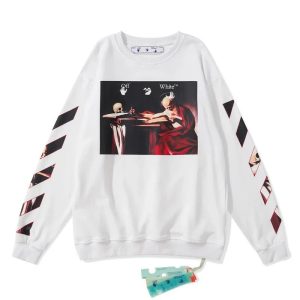Off-White White Graphic Print Pullover Hoodie