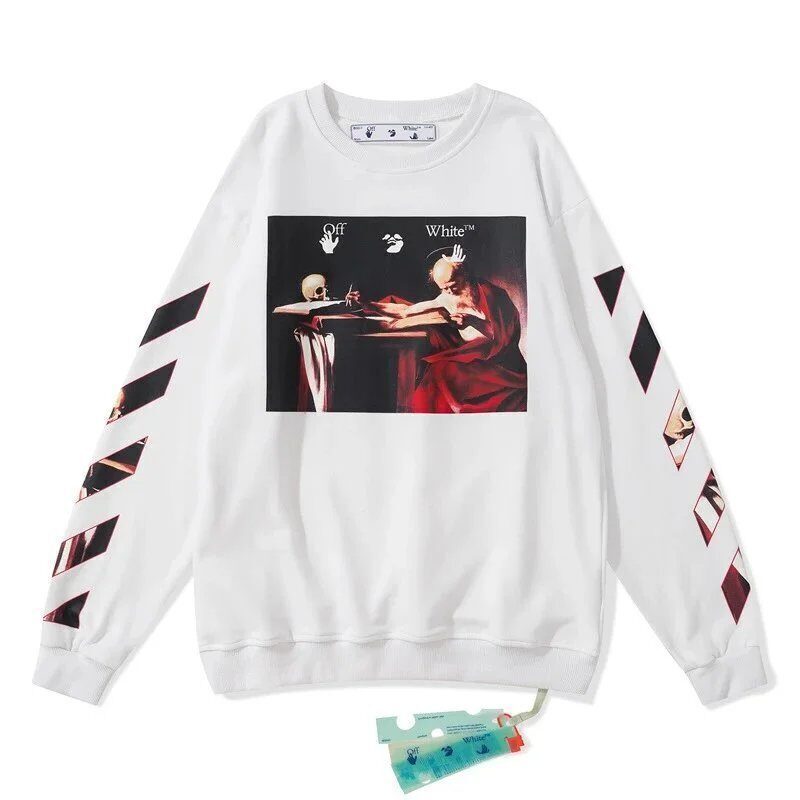 Off-White White Graphic Print Pullover Hoodie - Buy at OopBuy