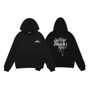 Amiri Black Graphic Pullover Hoodie Streetwear Menswear