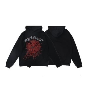 Sp5der Black Spider Web Print Hoodie