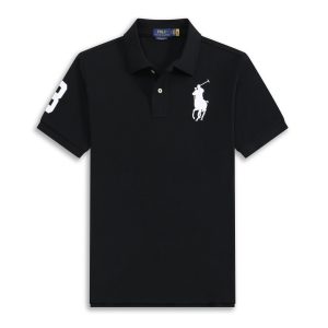Ralph Lauren Black Polo Shirt Short Sleeve Big Pony