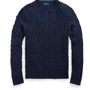 Ralph Lauren Men’s Navy Cable Knit Crewneck Sweater