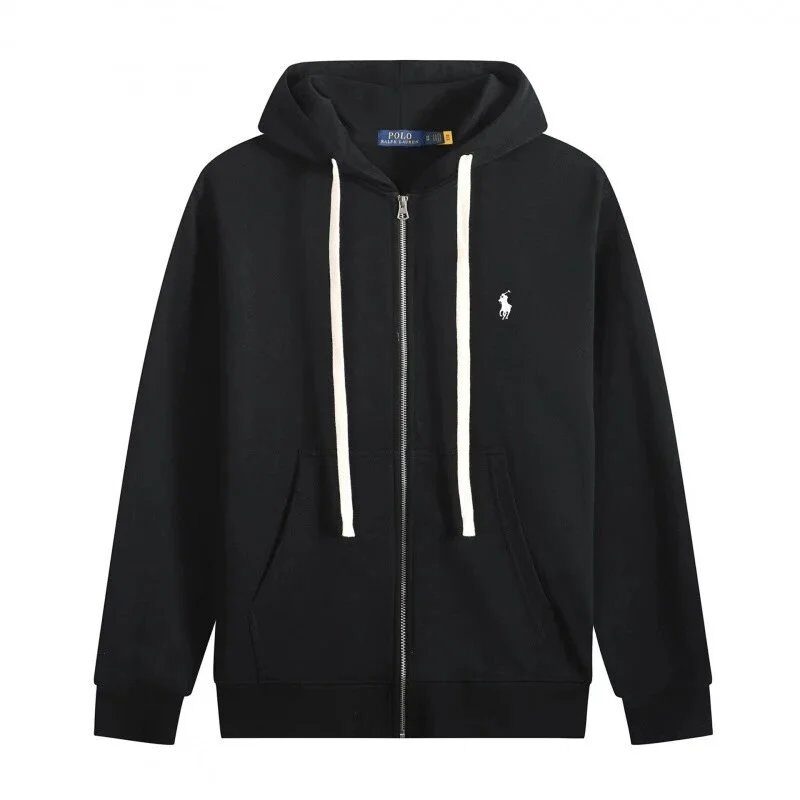Ralph Lauren Men's Black Full-Zip Logo Hoodie Jacket - Buy at OopBuy