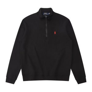 Polo Ralph Lauren Black Quarter-Zip Sweater Red Pony