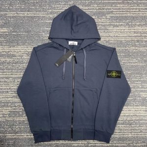 Stone Island Navy Zip Up Hoodie Mens Jacket