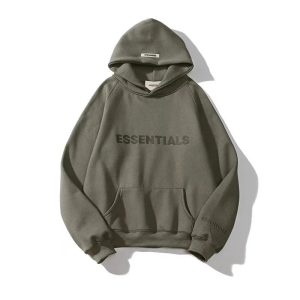 Essentials Olive Pullover Hoodie Streetwear Sweatshirt