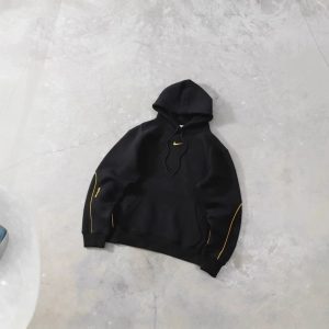 Nike Black Pullover Hoodie With Gold Swoosh Logo