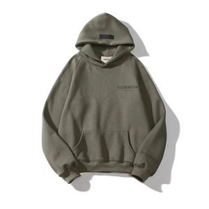 PantsEssentials Olive Oversized Pullover Hoodie Streetwear