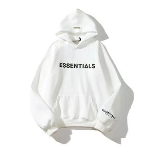 Essentials White Logo Pullover Hoodie