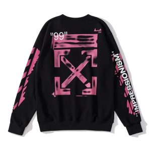 Off-White Black Pink Graphic Pullover Hoodie Streetwear