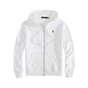 Ralph Lauren Men’s White Zip Up Hoodie Jacket