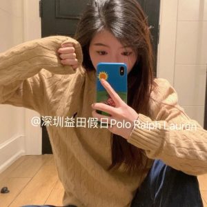 Ralph Lauren Women’s Beige Cable Knit Oversized Sweater