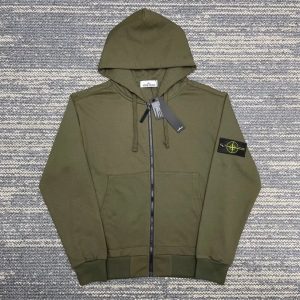 Stone Island Olive Green Zip Hoodie Jacket