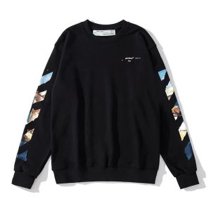 Off-White Graphic Sleeve Crewneck Sweater Black