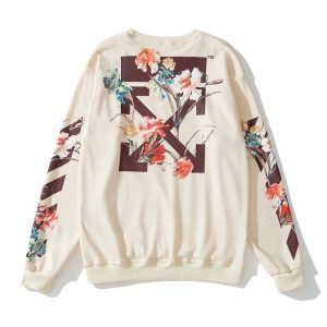 Off-White Floral Arrow Print Sweatshirt White Pullover