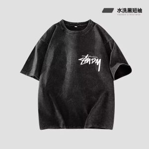 Stussy Washed Black Logo Short Sleeve T-Shirt