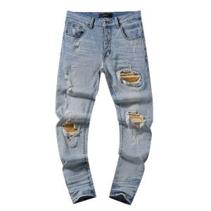 Amiri Light Blue Distressed Slim Fit Jeans