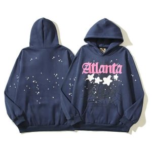 Sp5der Atlanta Graphic Navy Pullover Hoodie