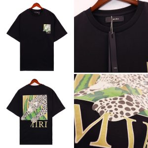 Amiri Leopard Graphic Black Cotton T-Shirt