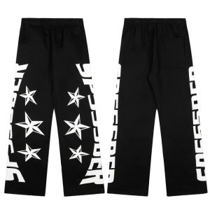 Sp5der Black Star Graphic Streetwear Pants