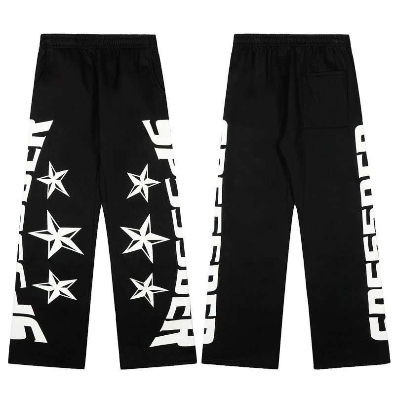 Sp5der Sp5der Black Star Graphic Streetwear Pants - Buy at OopBuy