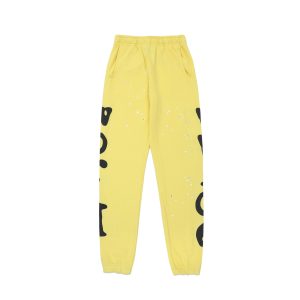 Sp5der Yellow Logo Print Sweatpants Jogger Pants
