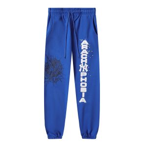 Sp5der Blue Graphic Web Sweatpants