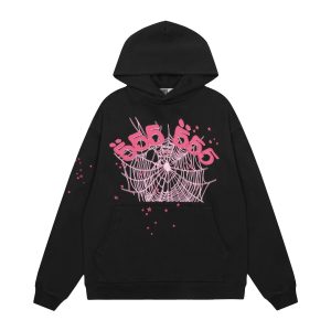 Sp5der Black Pink Web Graphic Hoodie