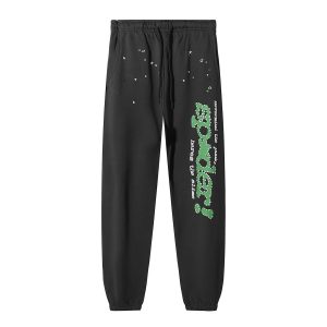 Sp5der Black Graphic Jogger Pants Streetwear Men