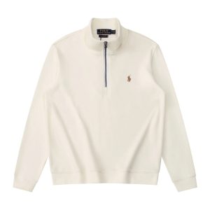 Ralph Lauren Men’s Cream Quarter-Zip Pullover Sweater