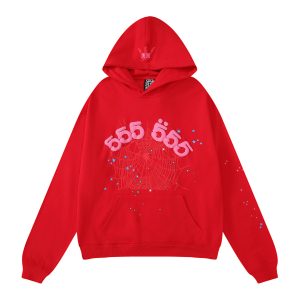 Sp5der Red 555 Graphic Pullover Hoodie